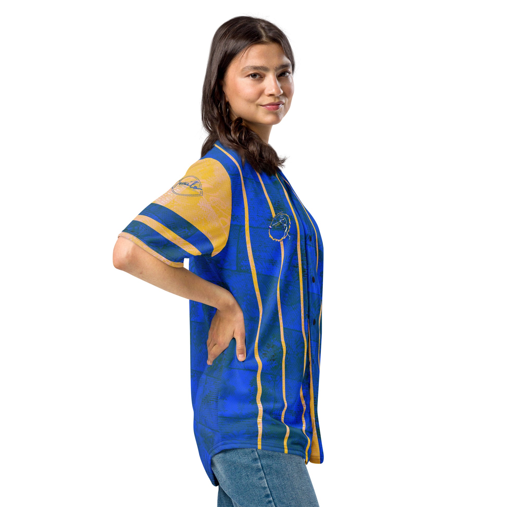 Maillot de baseball Fougère "Bleu Yellow" jomélo