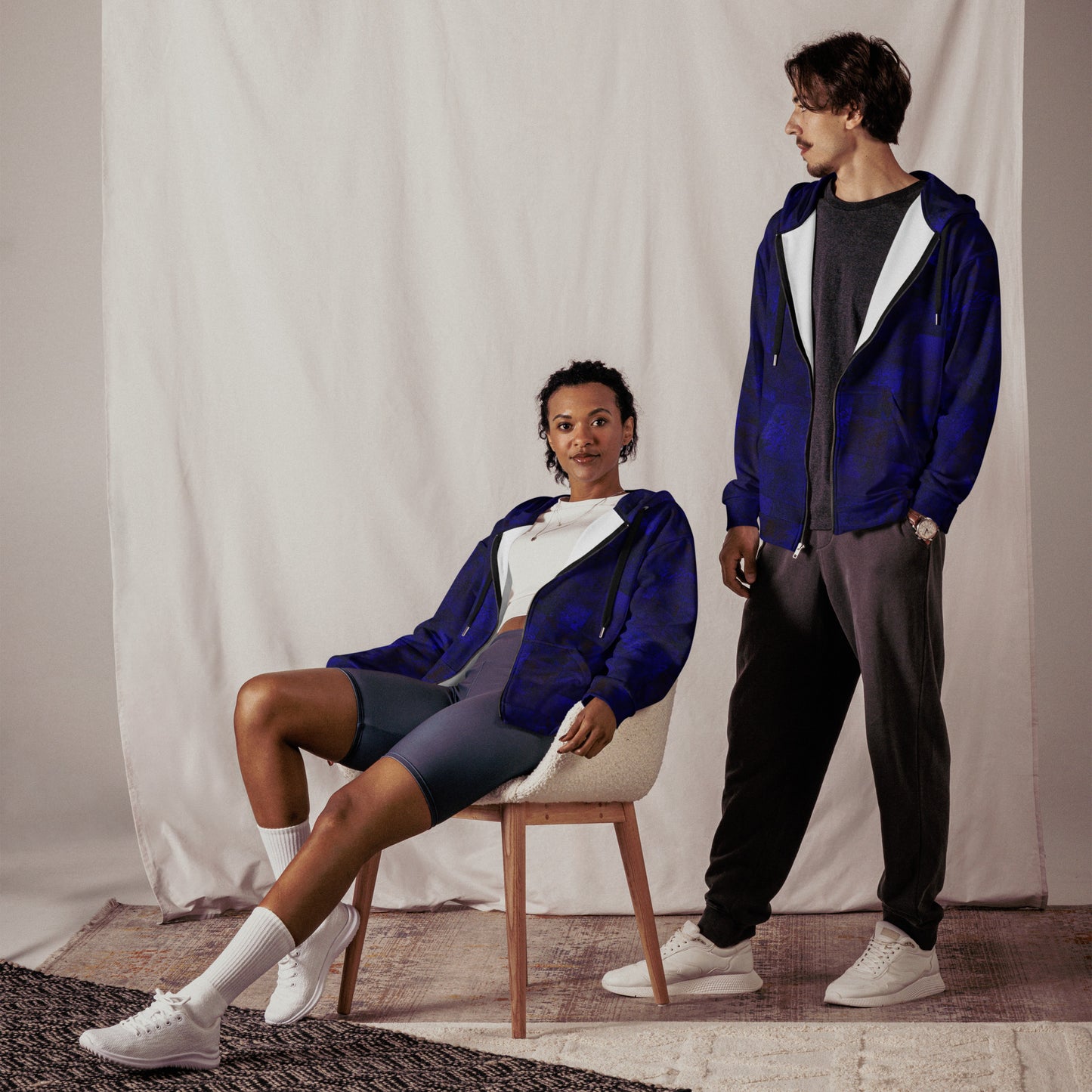 Sweat à capuche zippé Fougère " Bleu Marine " jomélo