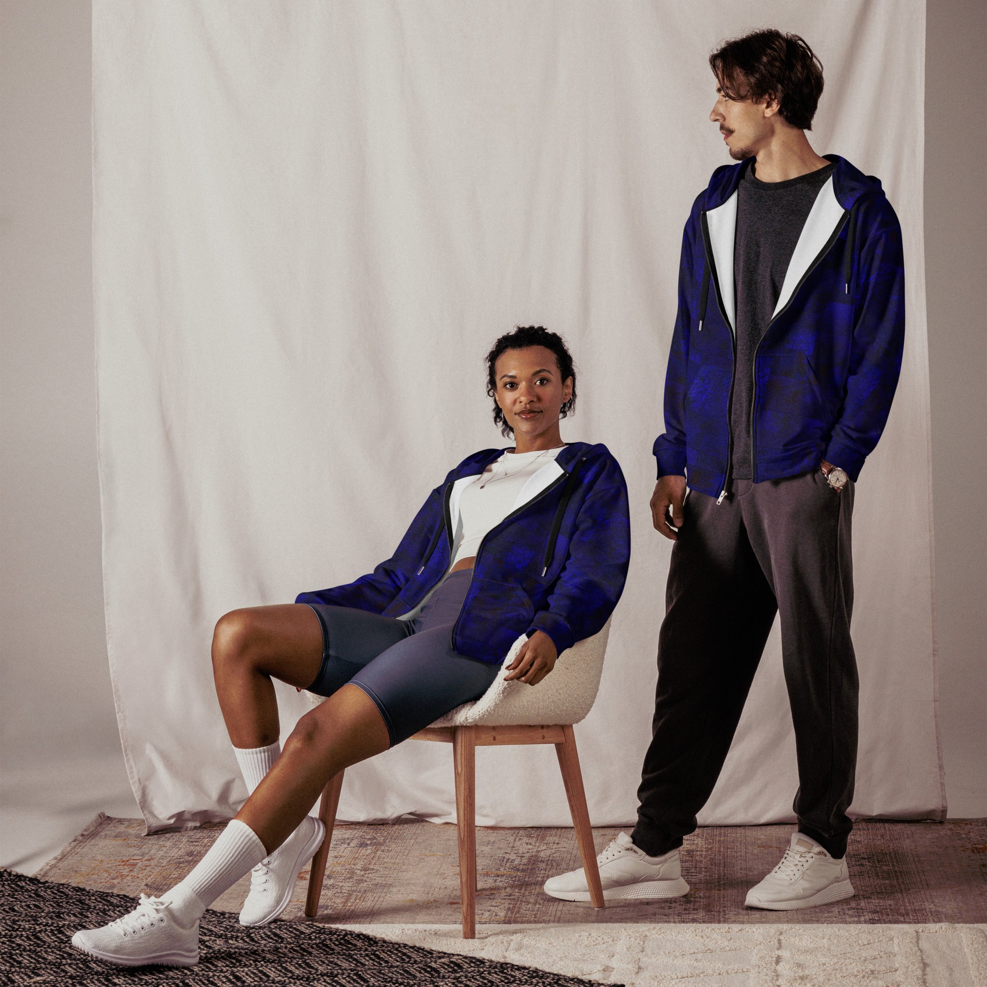 Sweat à capuche zippé Fougère " Bleu Marine " jomélo