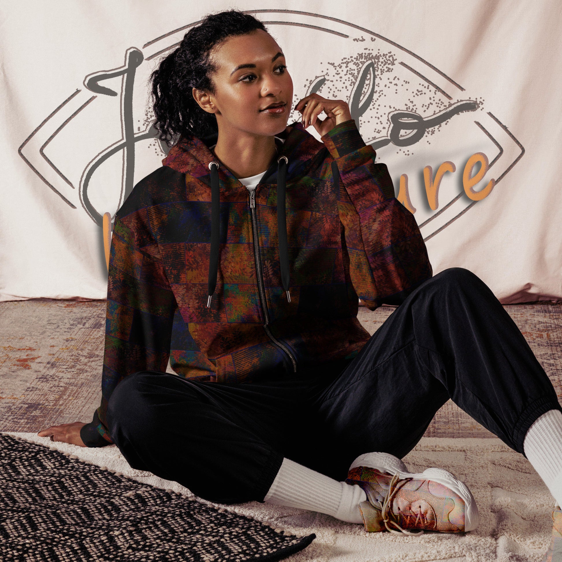 Sweat à capuche zippé Fougère "Brun Sun Set" jomélo