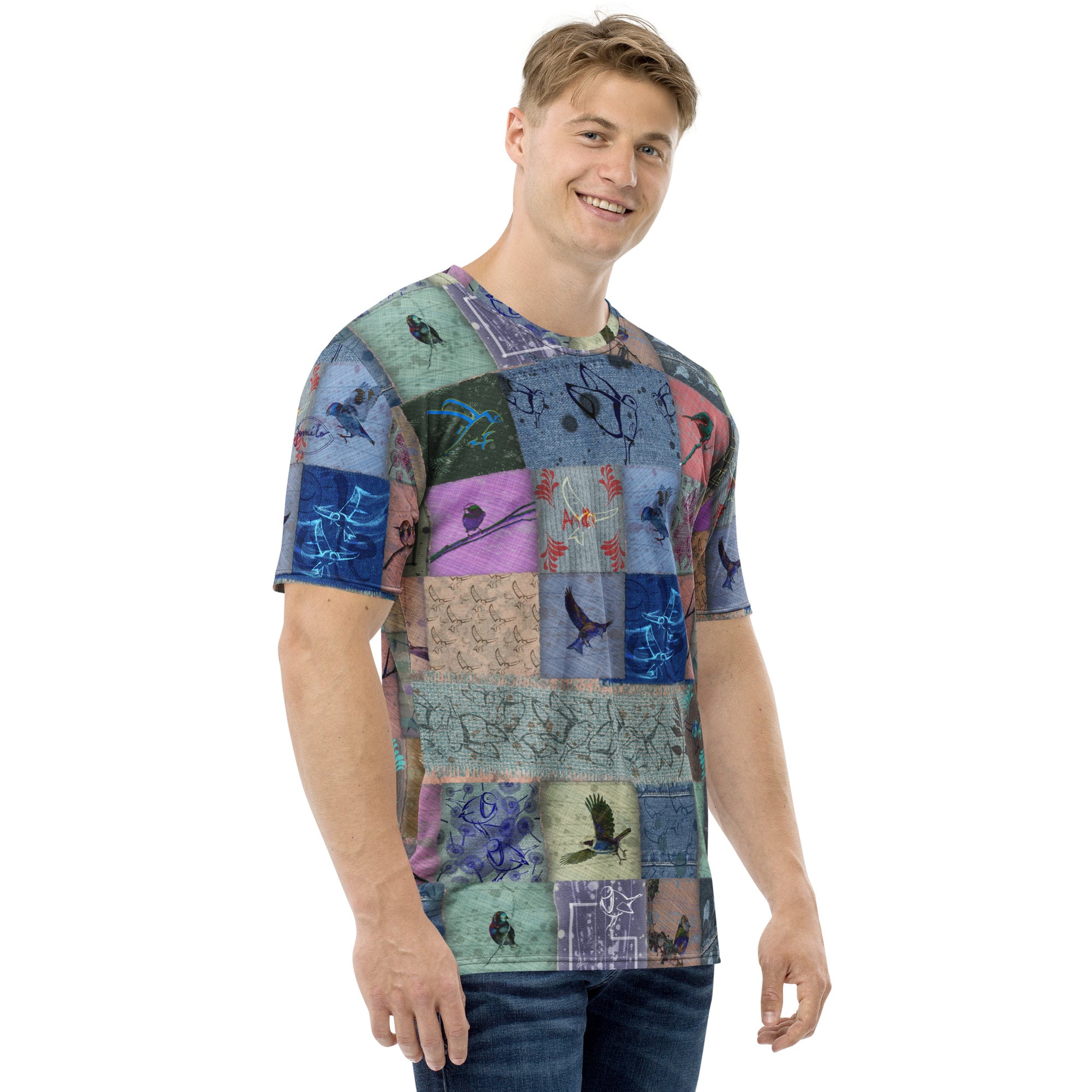 T-Shirt homme "Patchwork oiseaux" jomélo