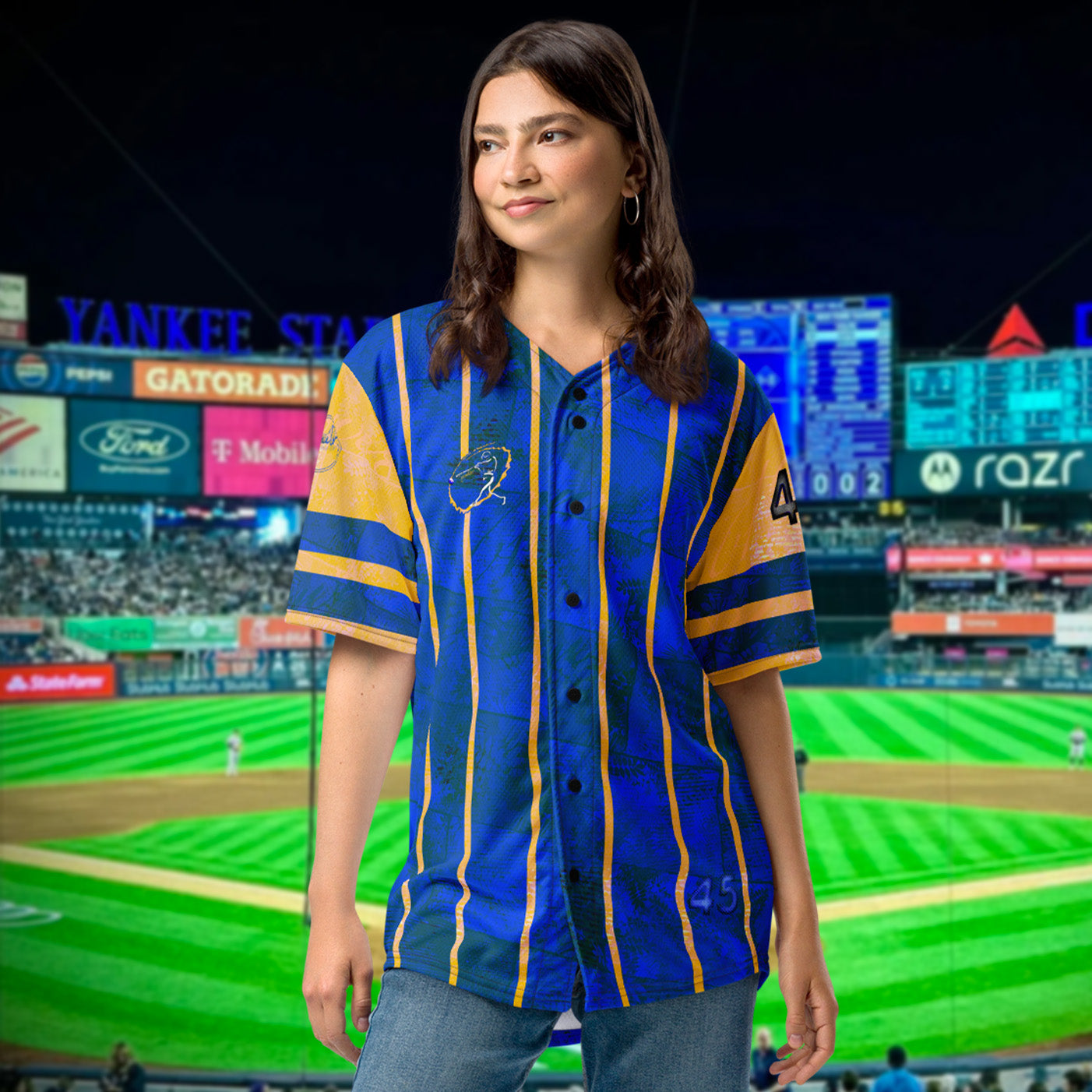 Maillot de baseball Fougère "Bleu Yellow" jomélo