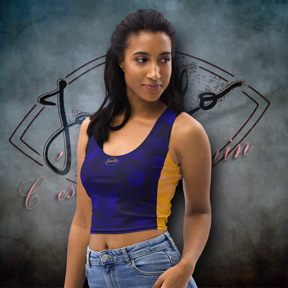 Crop-top Fougère " Bleu Marine " jomélo