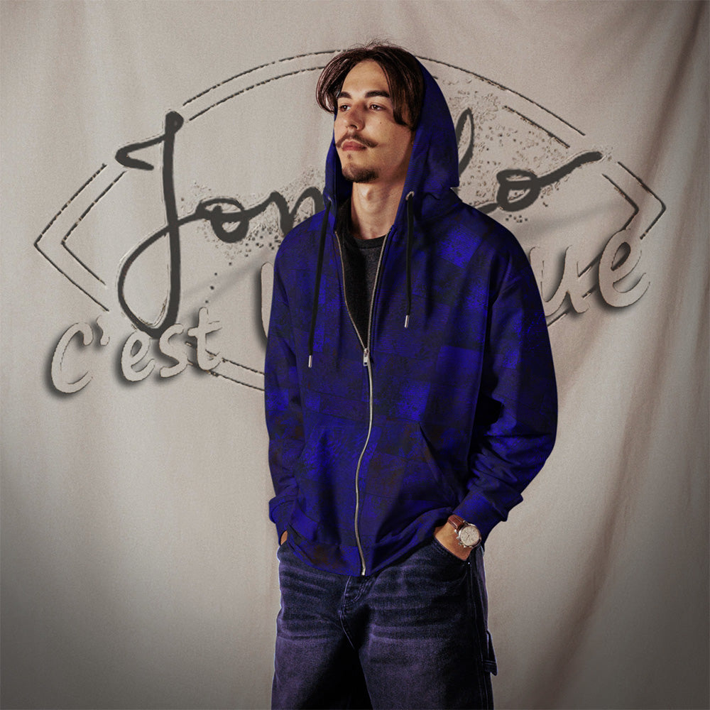 Sweat à capuche zippé Fougère " Bleu Marine " jomélo