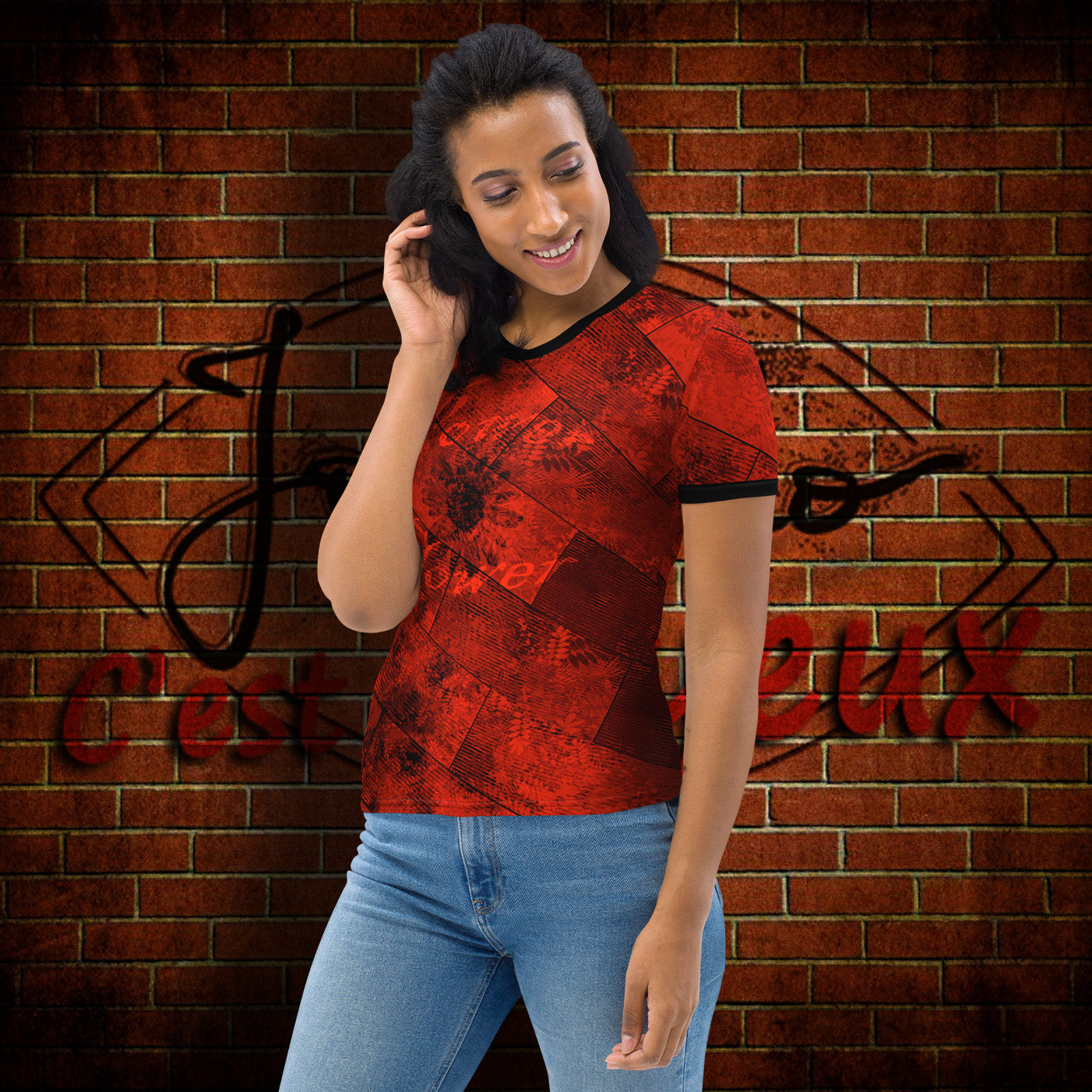 T-shirt Femme Fougère " Rouge Flamboyant " jomélo