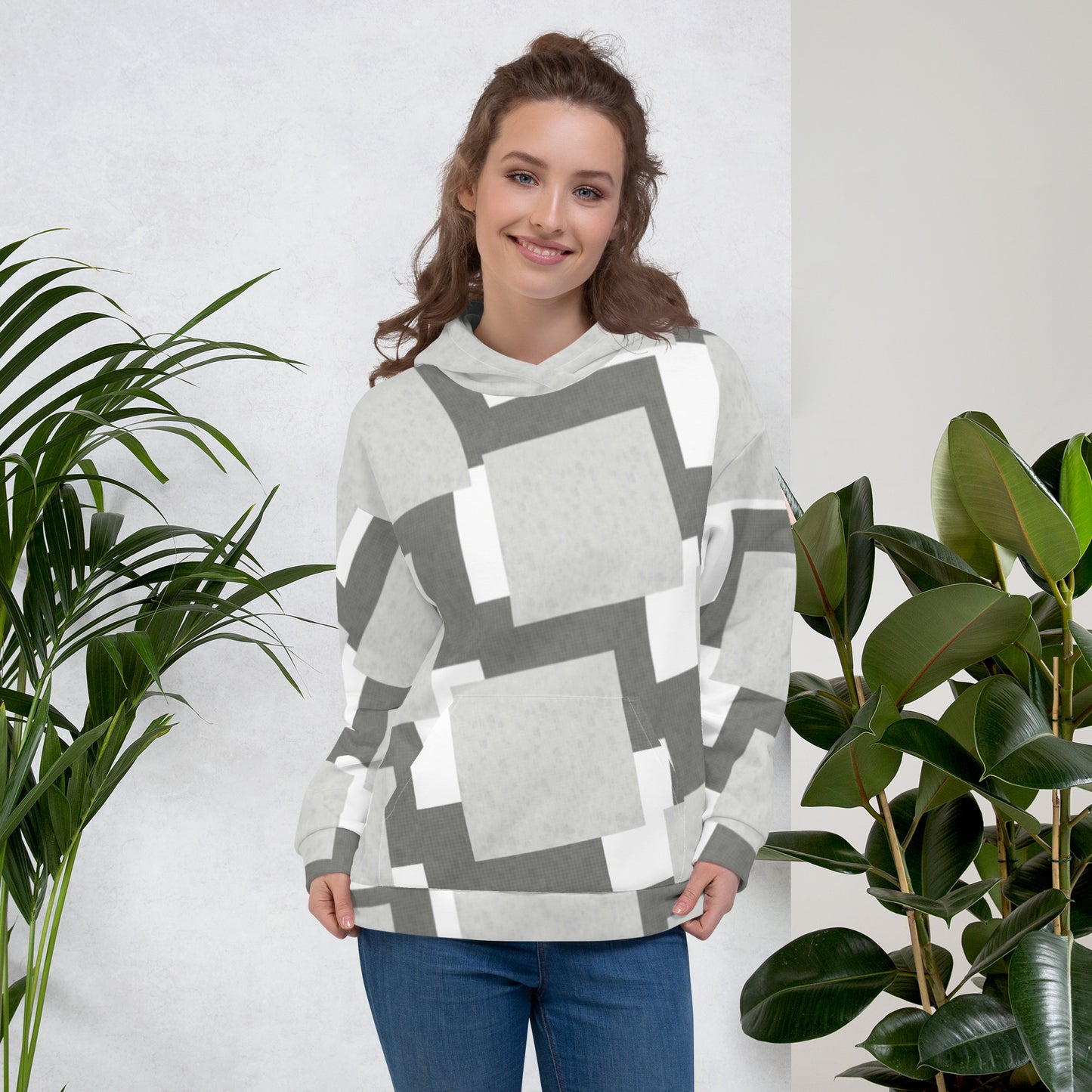 Sweat à Capuche Unisexe "Carreaux Gris"