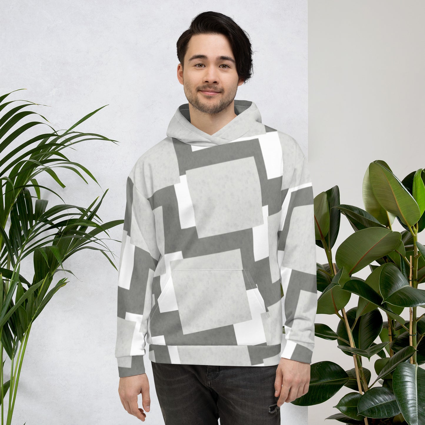 Sweat à Capuche Unisexe "Carreaux Gris"