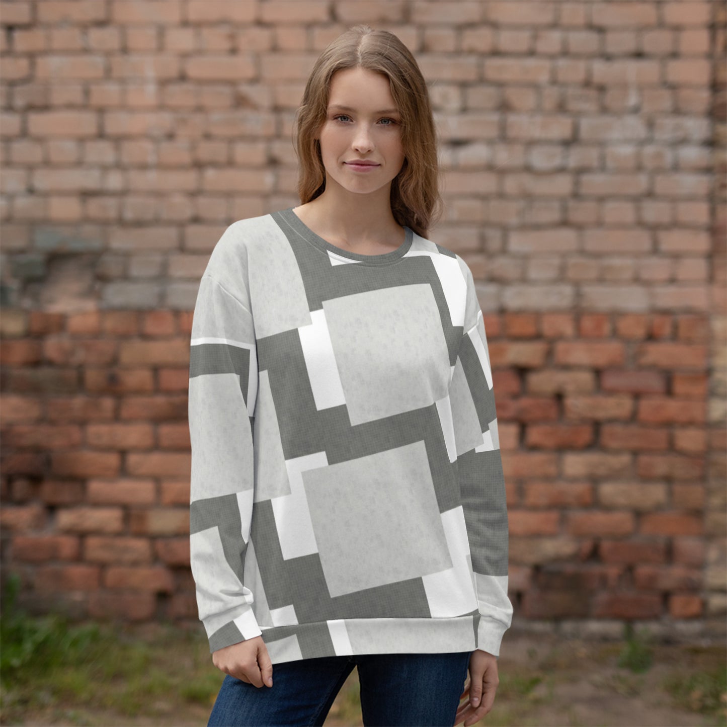 Sweat-Shirt Unisexe "Carreaux Gris"