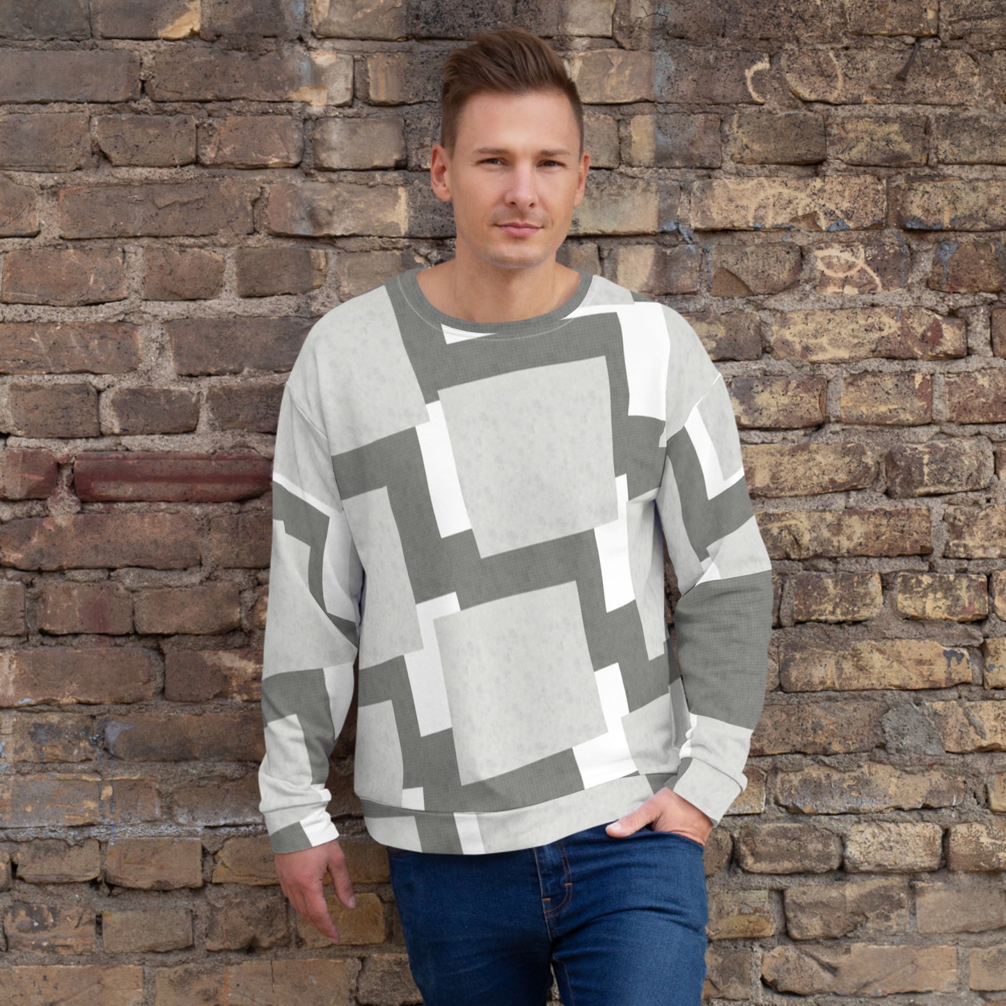 Sweat-Shirt Unisexe "Carreaux Gris"