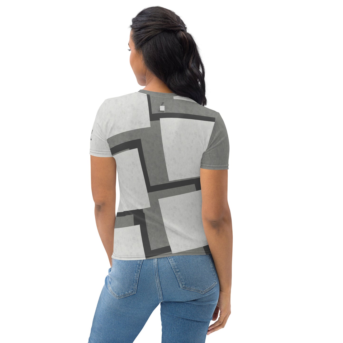 T-shirt pour Femme "Carreaux Gris"