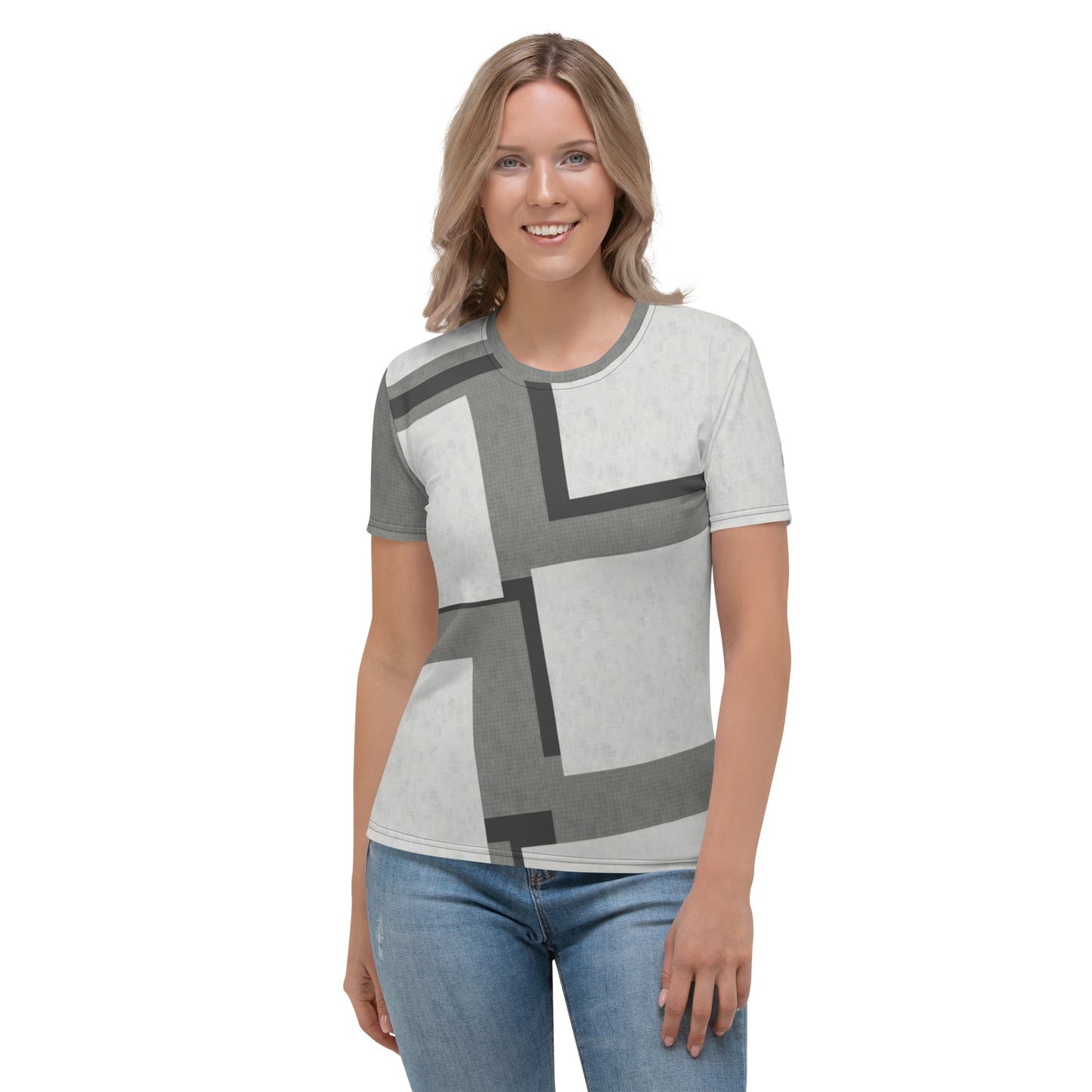 T-shirt pour Femme "Carreaux Gris"