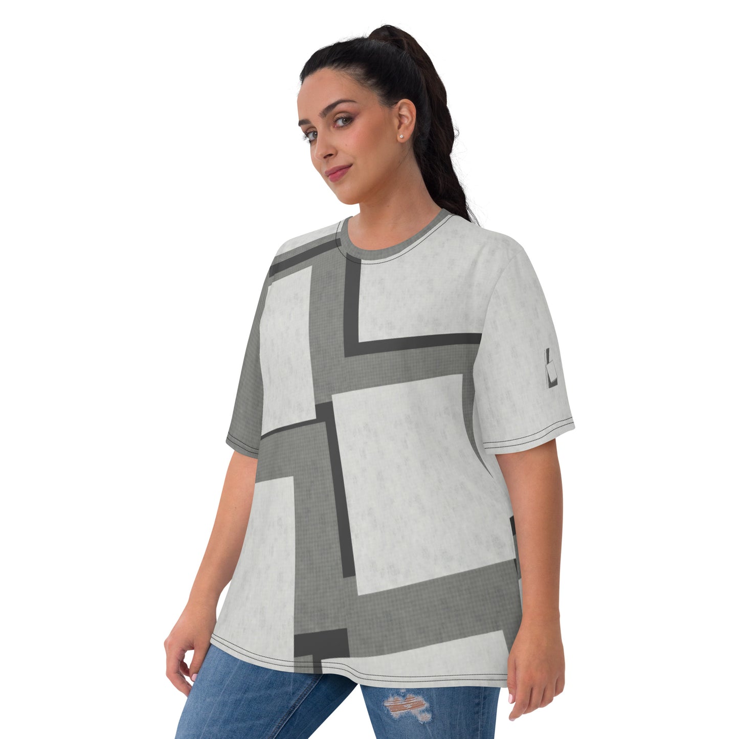 T-shirt pour Femme "Carreaux Gris"