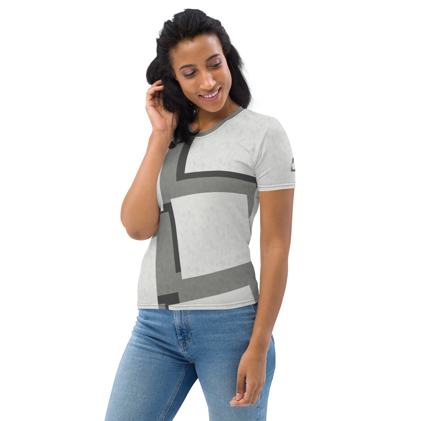 T-shirt pour Femme "Carreaux Gris"
