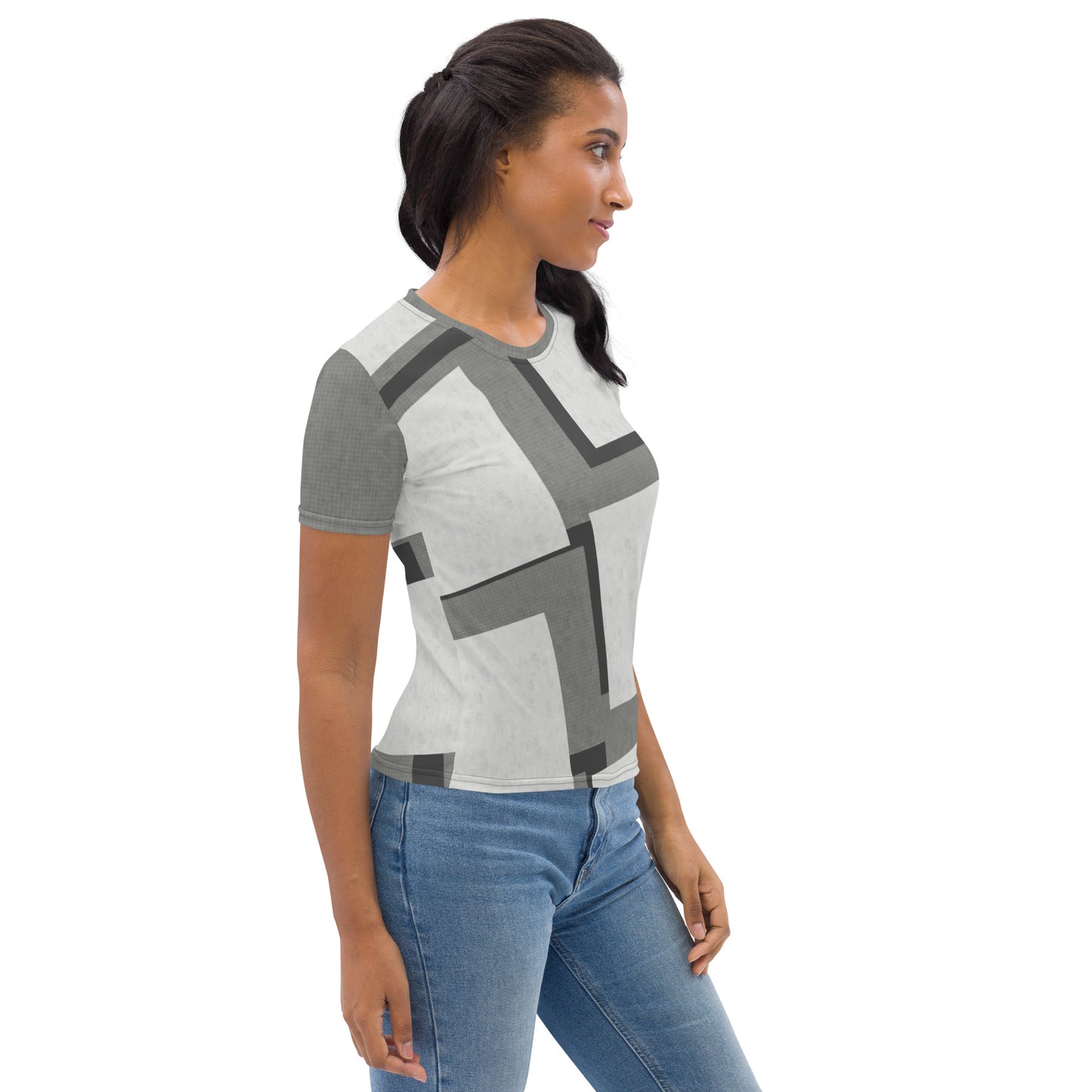 T-shirt pour Femme "Carreaux Gris"