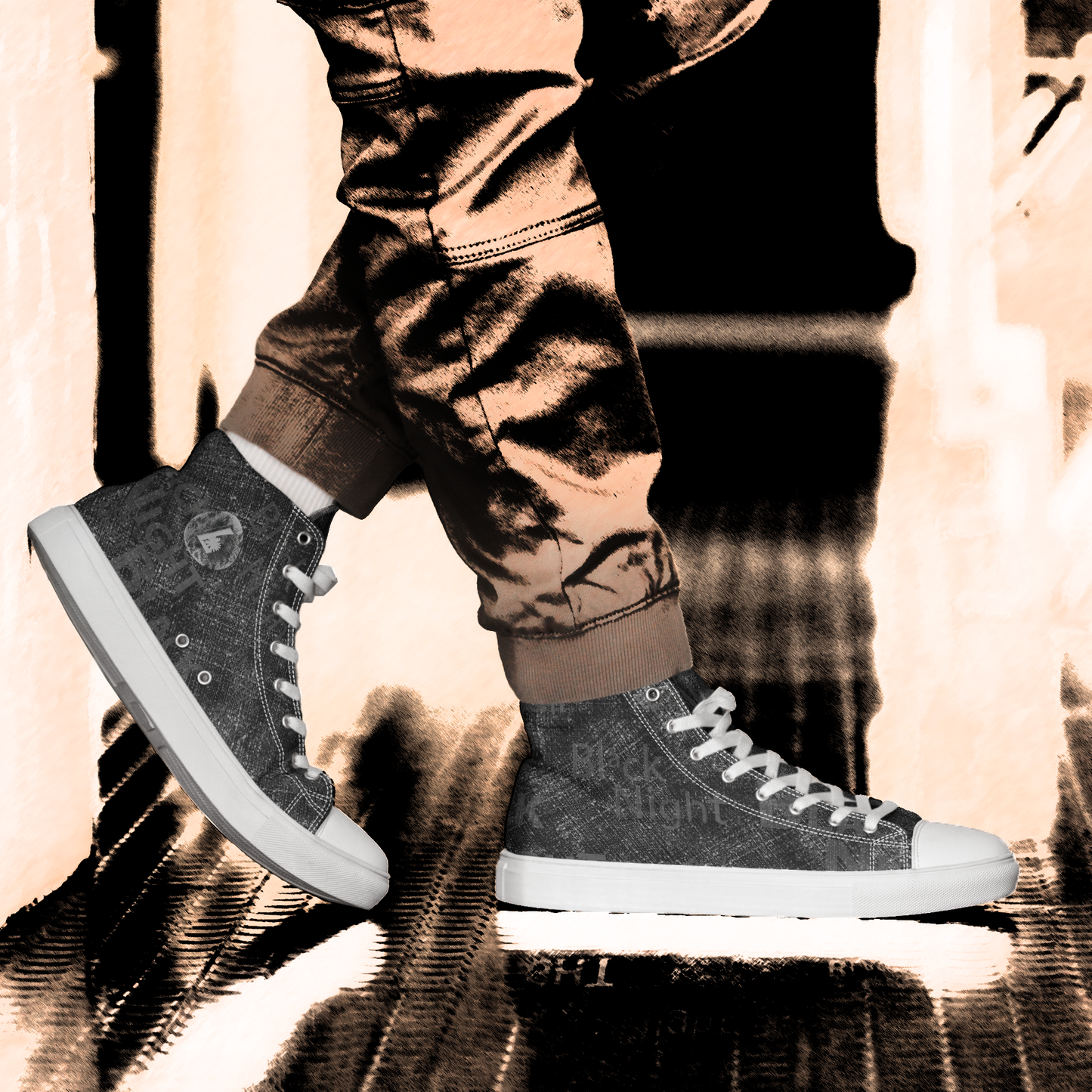 Baskets hautes en toile homme "Spring Black Night"