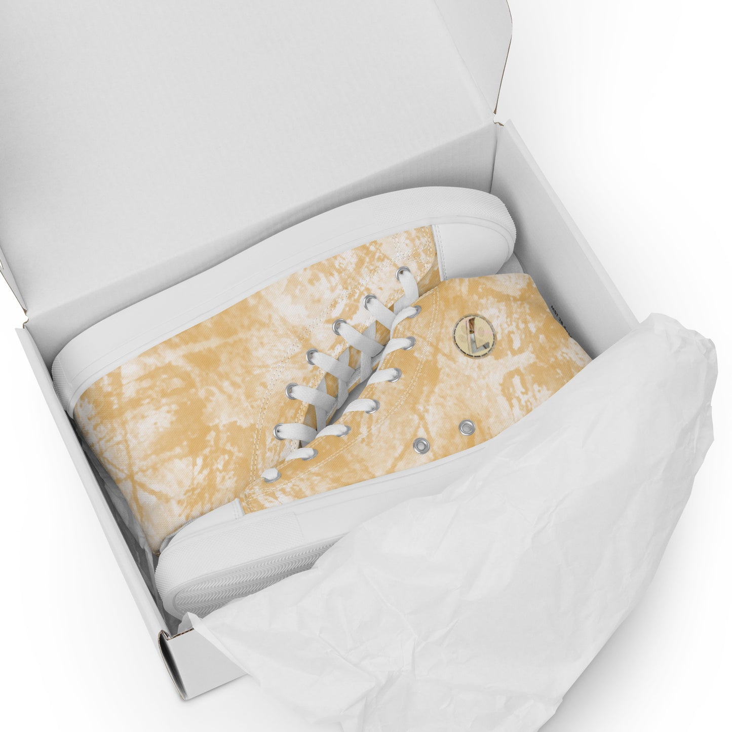 Baskets hautes en toile femme "Orange Blanc"