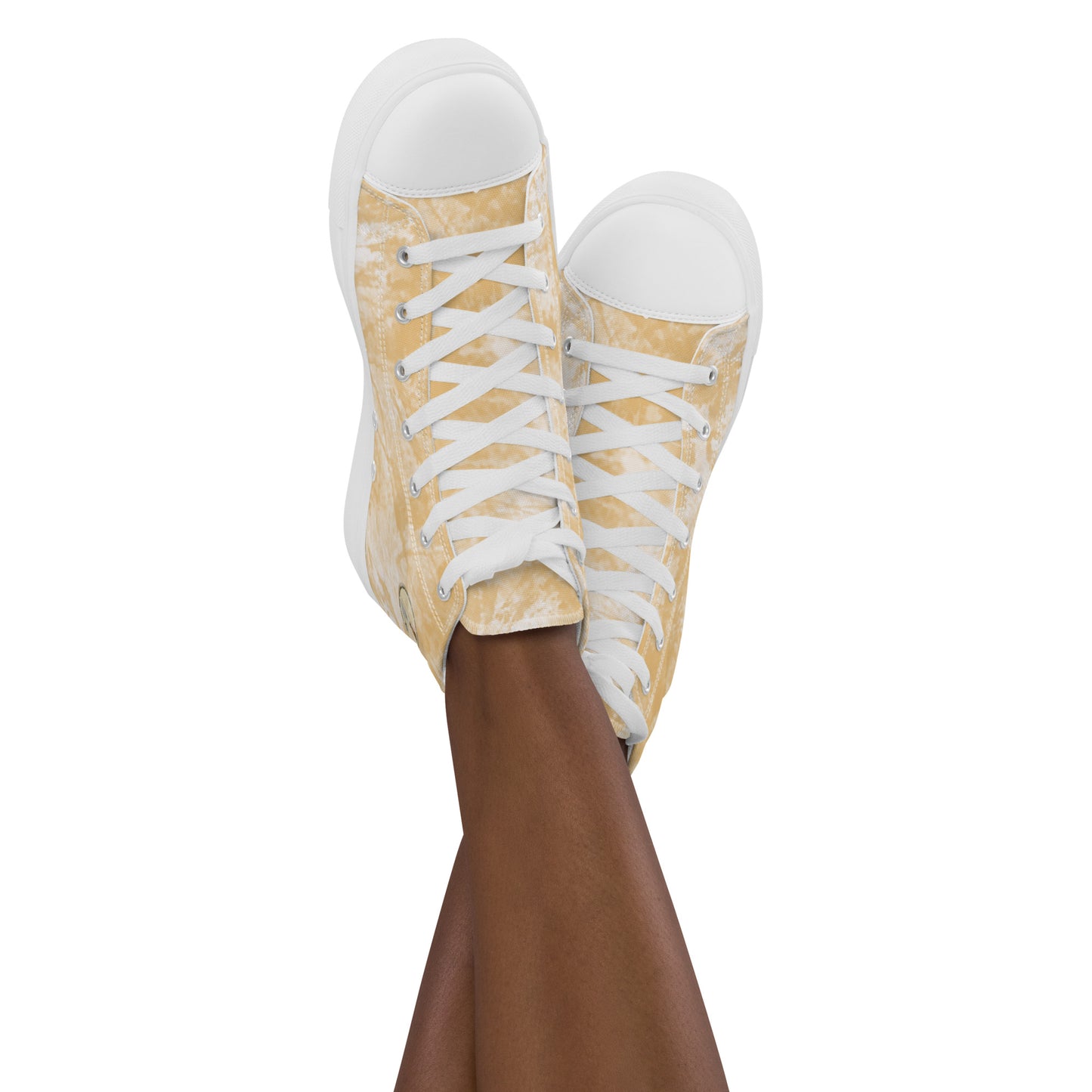 Baskets hautes en toile femme "Orange Blanc"