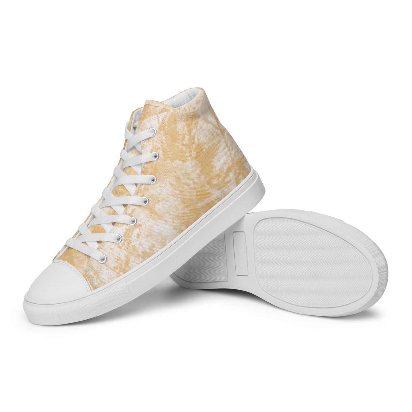 Baskets hautes en toile femme "Orange Blanc"