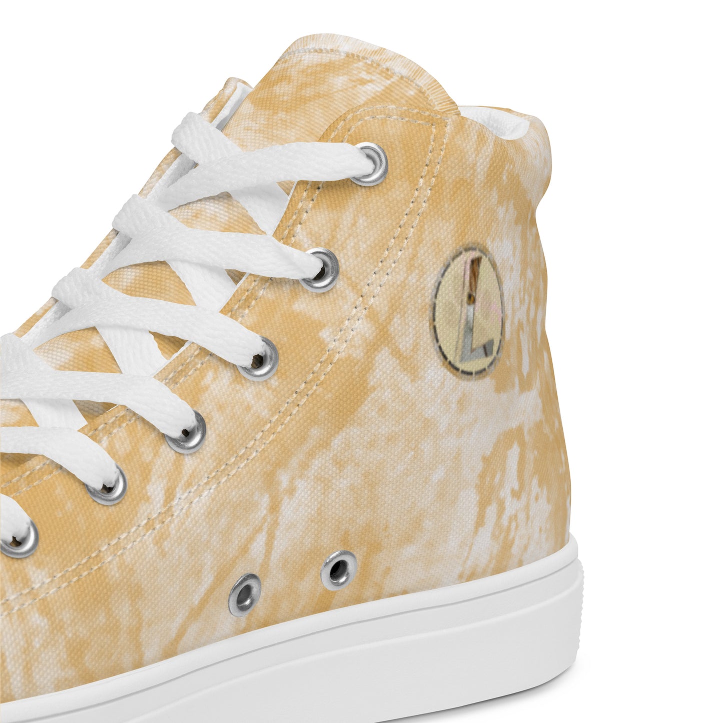 Baskets hautes en toile femme "Orange Blanc"