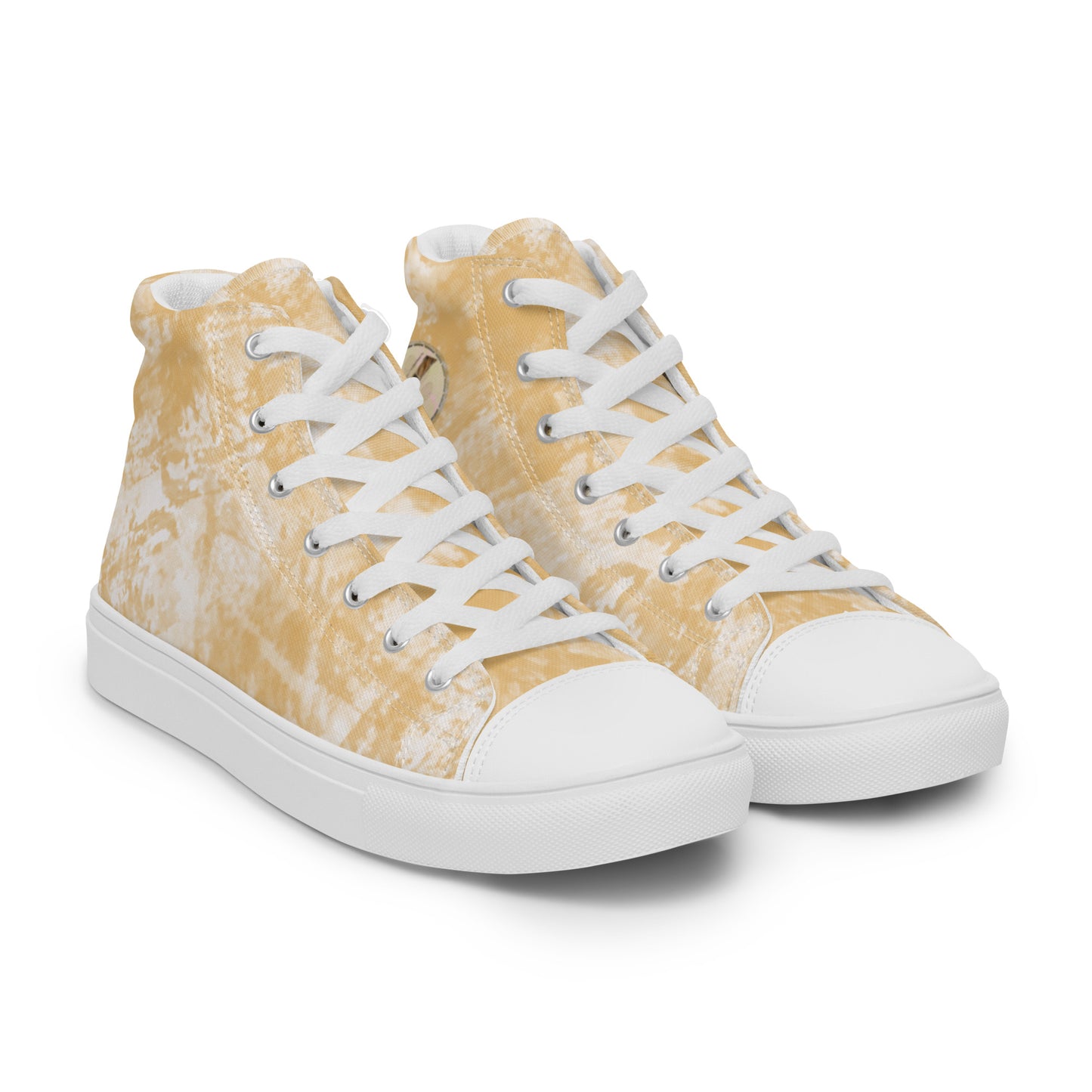 Baskets hautes en toile femme "Orange Blanc"