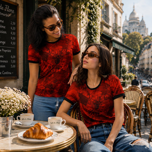 T-shirt Femme Fougère " Rouge Flamboyant " jomélo