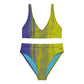 Maillot de bain bikini taille haute "River Yellow Blue"