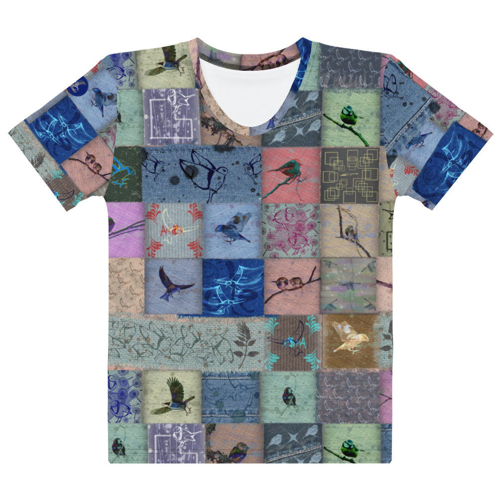 T-shirt Femme "Patchwork Oiseaux"