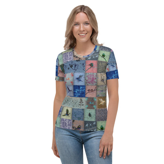 T-shirt Femme "Patchwork Oiseaux"