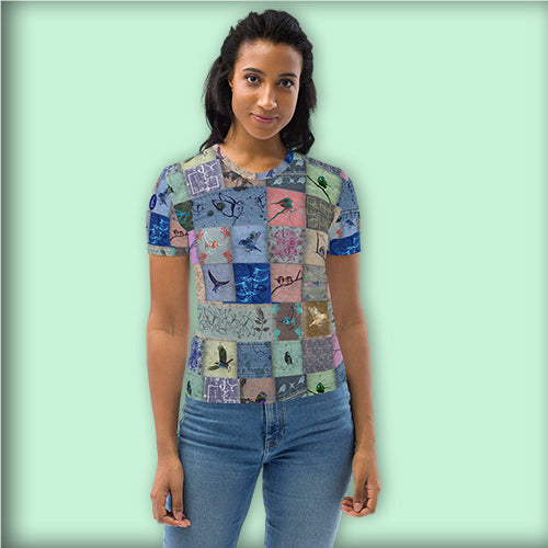 T-shirt Femme "Patchwork Oiseaux"