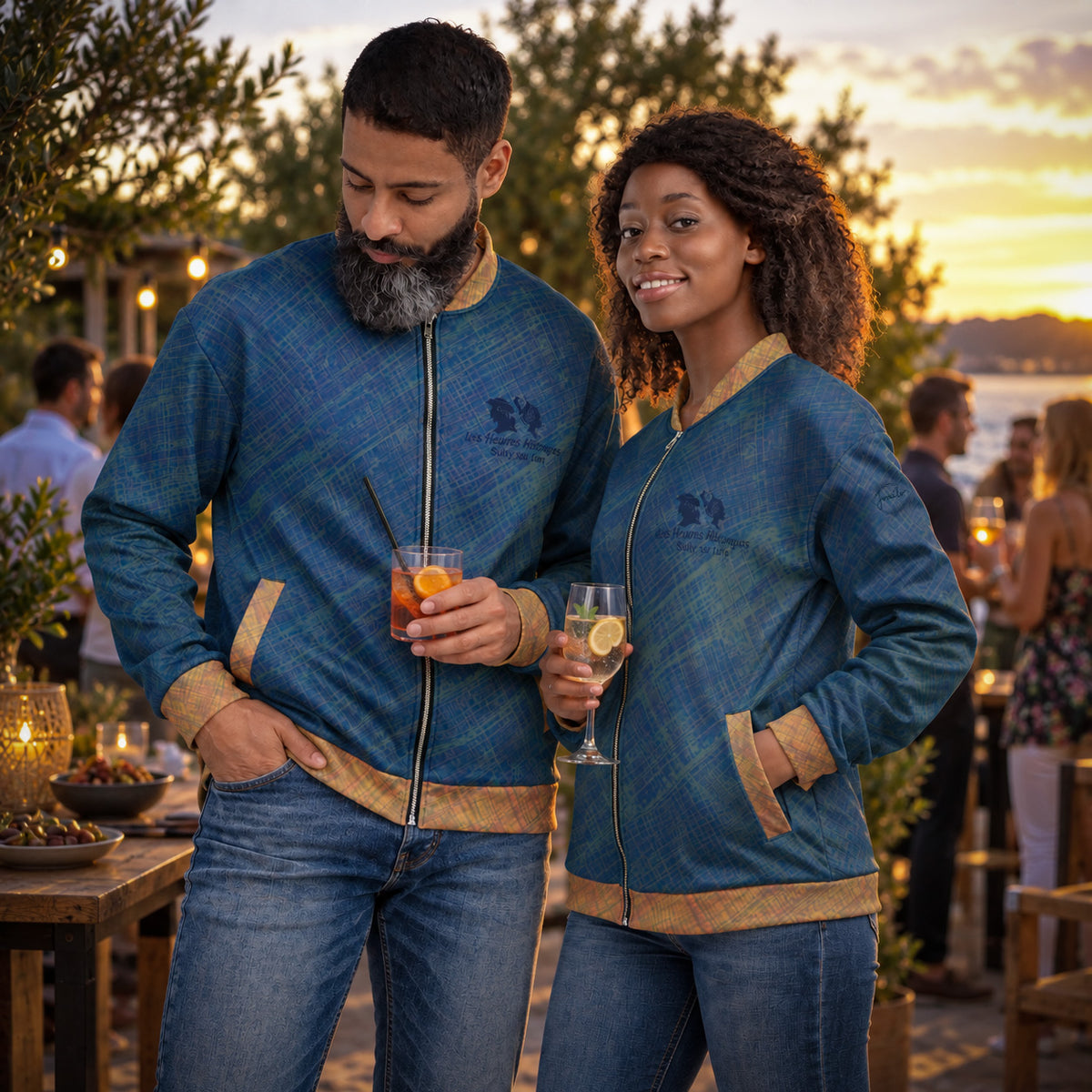 Veste Bomber unisexe "Médiéval Blue" jomélo