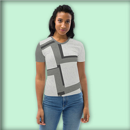 T-shirt pour Femme "Carreaux Gris"